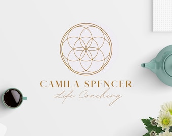 Flower of Life Logo Design, Sacred Geometry Logo, Geometric Art Design, Wellness Logo, Life Coaching Logo, Mandala Logo Stamp, Yoga Logo
