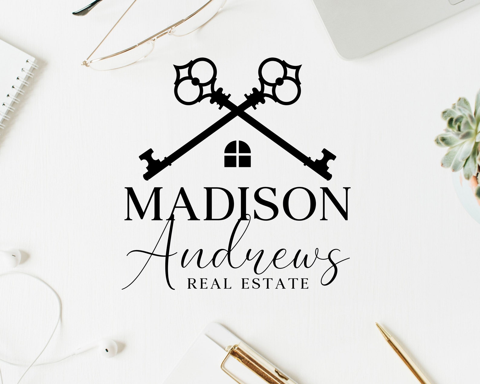 Premade Real Estate Golden Keys Logo Transparent PNG PDF Etsy