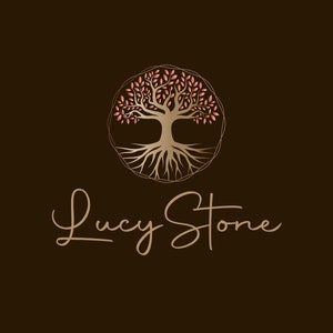 Tree of Life Logo Design - Wellness Life Coach Logo, Psychology Logo, Spa, Premade Logo Design, Watermark, Golden Tree Leaves Logo Stamp