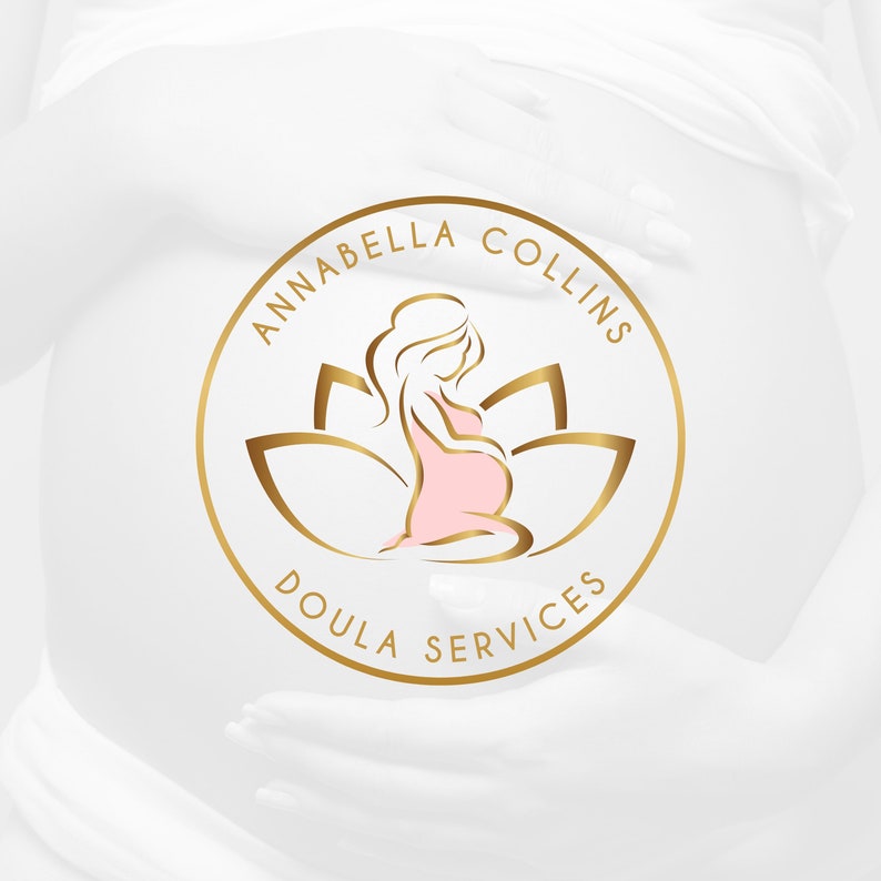 LOGO DESIGN, Doula Logo Design, Hebammen Logo, Schwangerschaft Logo, Bauch Logo, Lotus Blume, Spa Logo, Frau Baby Logo, Lotus Logo, Yoga Mamas Bild 2