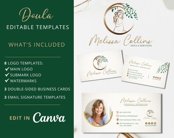 DIY DOULA Logo Design and Branding Kit. Doula Marketing Materials: Logo, Business Cards and Email Signatures. Canva Templates Instant Access