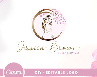 Doula-logo-ontwerp DIY, natuurcirkel van het leven, logo doe-het-zelf, logo verloskundige, logo geboorte-doula, logo kinderopvang, buikzwangerschap, logo van hoge kwaliteit