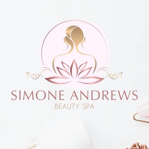 Diseño de logotipos de belleza, salón de belleza, logotipo de firma, logotipo comercial en oro rosa, centro de bienestar, logotipo de spa, logotipo de peluquería, logotipo de maquillaje: alta calidad