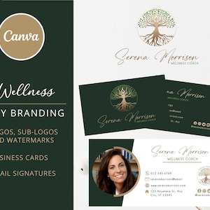 DIY Tree Of Life Branding Kit: Logo, Business Cards, Email Signatures. Wellness, Spa, Yoga, Editable Canva Template Designs, Instant Access.