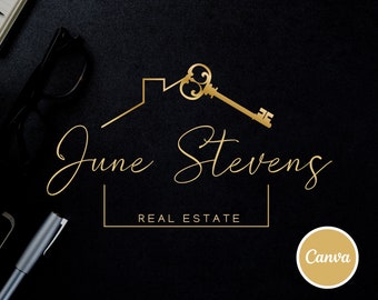 DIY Real Estate Logo Design is a business logo for agents, Fully Editable Realtor Logo, Canva Template, House and Key Logo, Instant Access