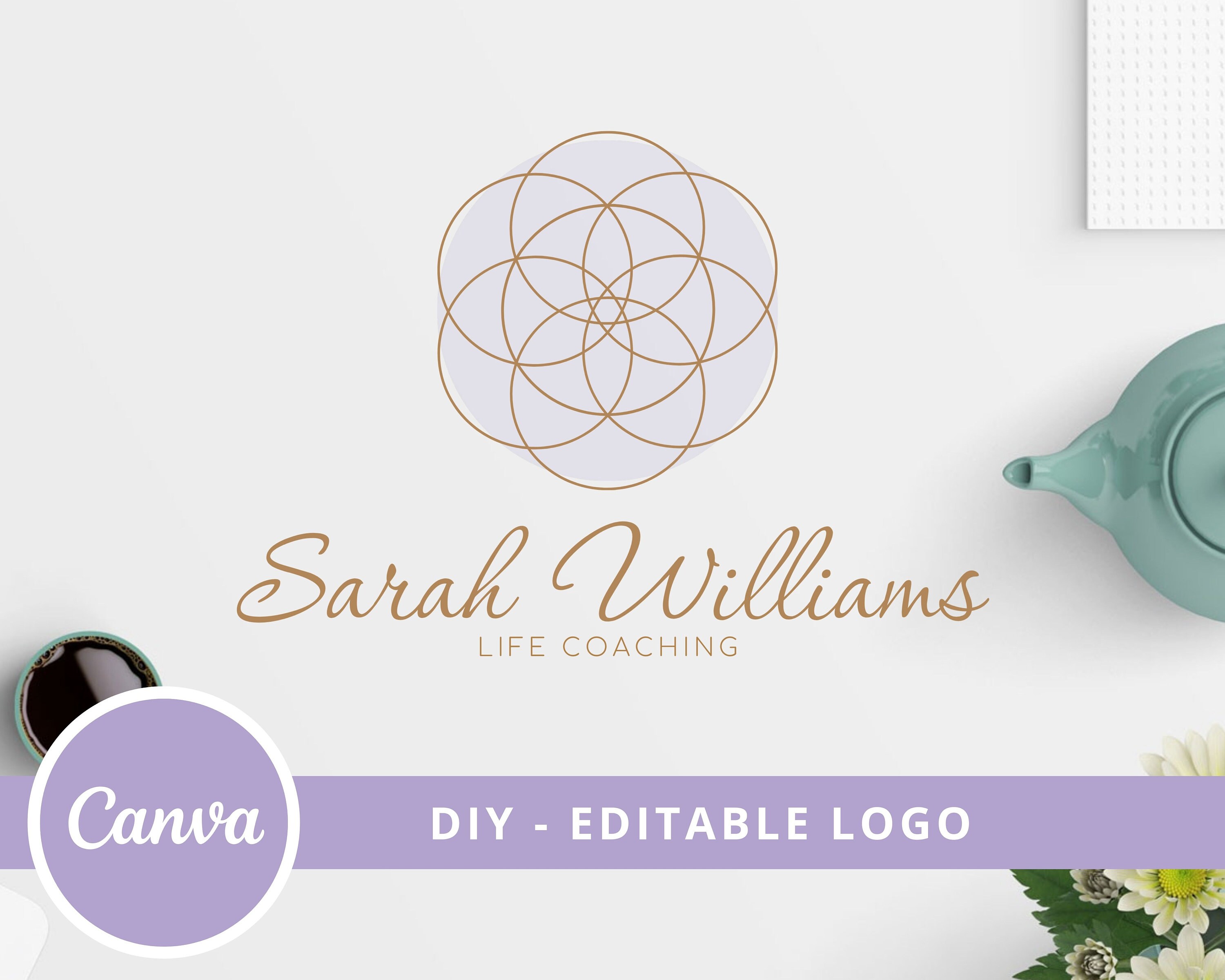Editable Flower of Life Logo Design DIY Canva Logo Template Etsy
