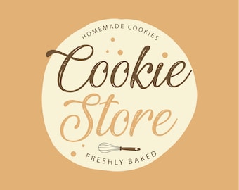 Cookie Store Logo Design will be personalized with your business name. Sweet Bakery Branding kit.  Premade unique art design customized.
