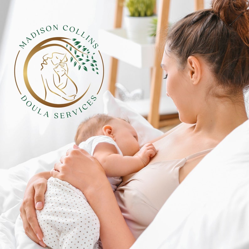 DIY Doula Logo Design, Midwife Logo, Hebamme, Editable CanvaTemplate Logo, Natural Birth Logo, Baby Nursery Logo, Mother and Baby Care Logo. image 7