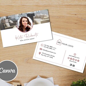 Sjabloon voor onroerend goed visitekaartjes voor makelaars - Canva-sjabloon, volledig bewerkbaar, dubbelzijdig makelaar, afdrukklaar - directe toegang