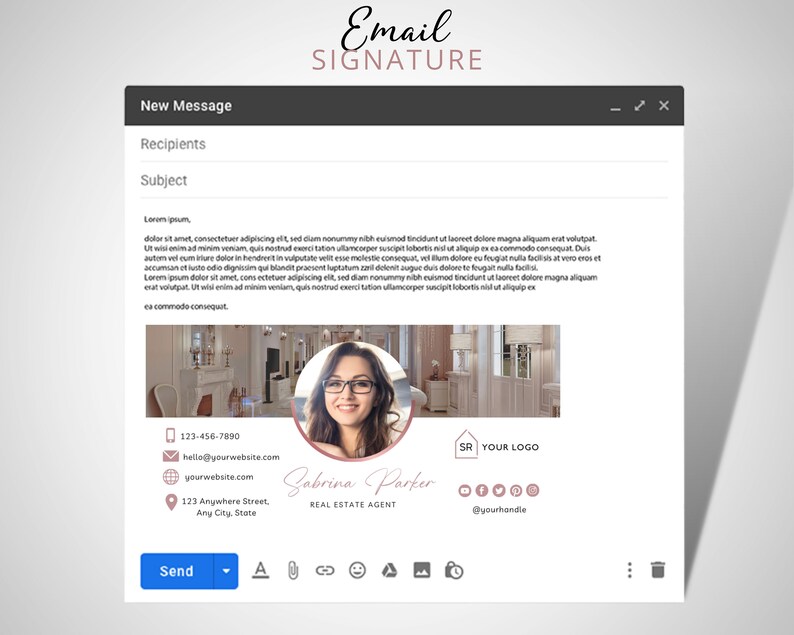 DIY Email Signature, Canva Template, Edit and Download, Email Footer Design, Fully Editable, Real Estate Marketing Material for Agents image 2