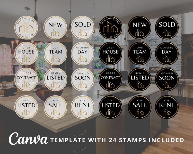 DIY Real Estate Branding Pack: Logo Designs, Business Card, Stamps, Email Signature, Social Banner... Editable Templates Instant Access Bild 6