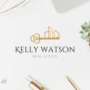 Real Estate Premade Logo Design, Modern Building and Key Logo, House Logo, Key Logo, Realtor Logo Design, Real Estate Agent Branding.