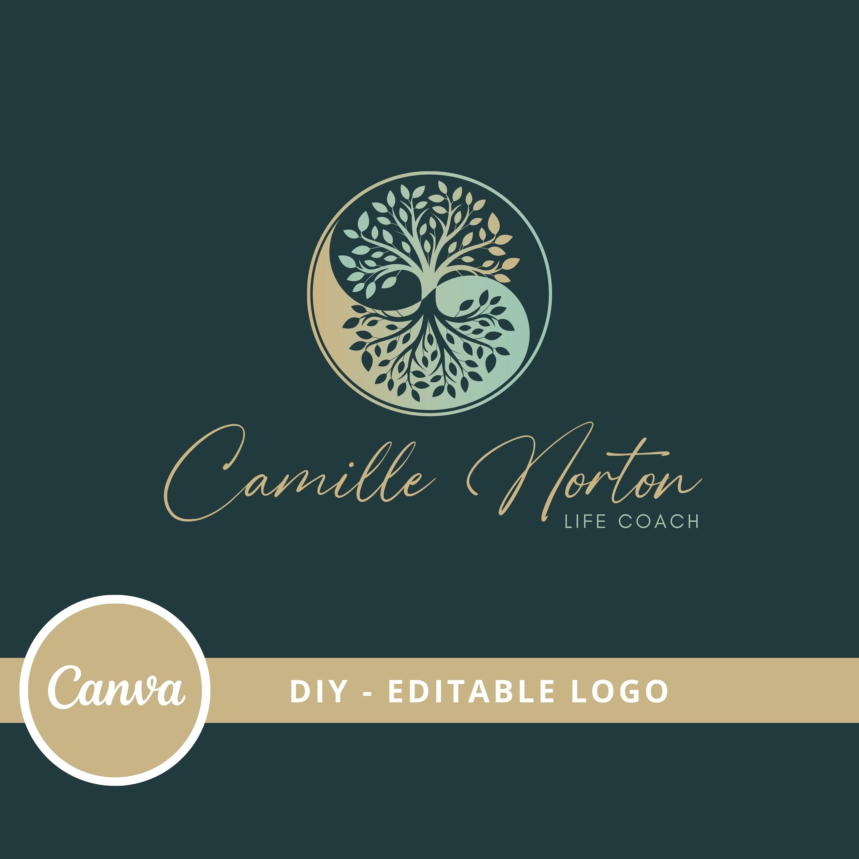 Yin Yang Tree Editable Logo Design, Premade Wellness Logo, DIY Life ...