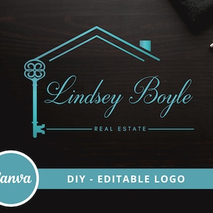 May include: Teal blue and white real estate logo with a house outline, a key, and the text "Lindsey Boyle Real Estate".