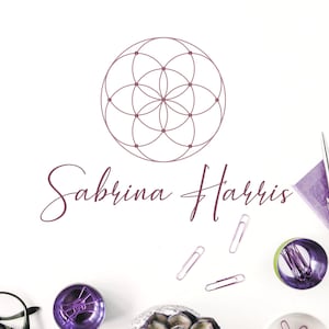 PREMADE LOGO Flower of Life Design, Sacred Geometry Logo, Geometric Art, Wellness Logo, Life Coaching Logo, Mandala Logo Stamp, Yoga Logo
