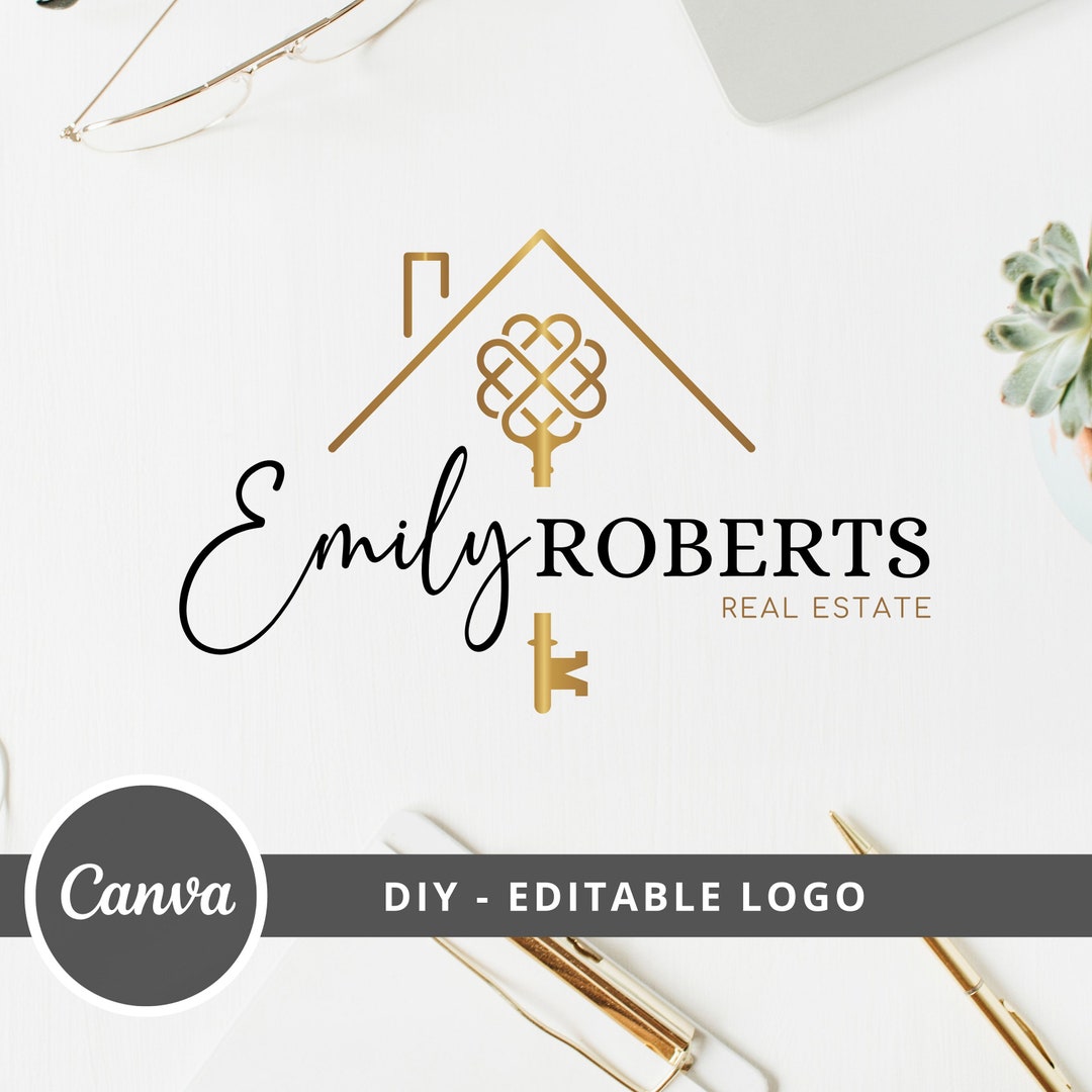 DIY Real Estate Key Logo Design, Fully Editable Template, Signature ...