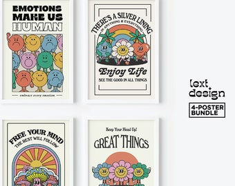 SET OF 4, Emotions, Great Things, Silver Lining, Free Your Mind- 11x17 Prints / Wall Art / Posters / Home Decor / Prints for Framing