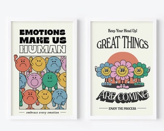 SET OF 2, Emotions Make Us Human, Great Things Are Coming- 11x17 Prints / Wall Art / Posters / Home Decor / Illustration/ Prints for Framing