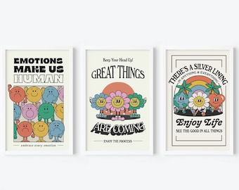 SET OF 3, Emotions, Great Things, Silver Lining- 11x17 Prints / Wall Art / Posters / Home Decor / Illustration/ Prints for Framing/ Decor