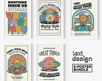 SET OF 5, Emotions, Great Things, Silver Lining, Free Mind, Enjoy Life- 11x17 Prints / Wall Art / Posters / Home Decor / Prints for Framing