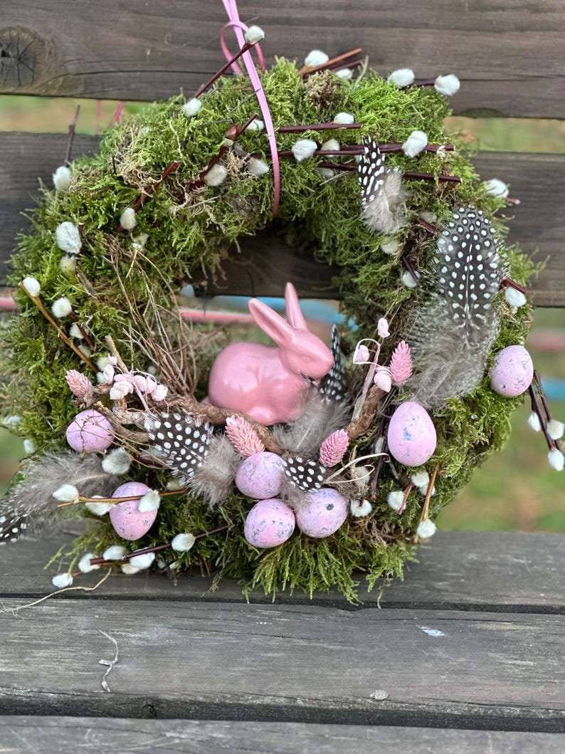Osterkranz Haustür Osterkranz Mit Hasen-Popometer – Frühlingskranz Für Haustür, Bunt, In Verschiedenen Farben – Willkommensdeko Zu Ostern