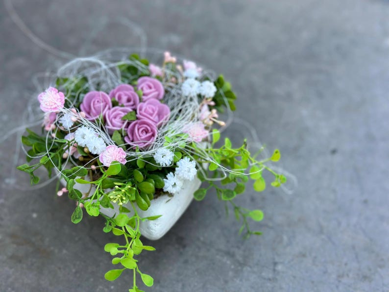 Kleiner Sommer Grabschmuck ,Herz mit Röschen - Etsy.de