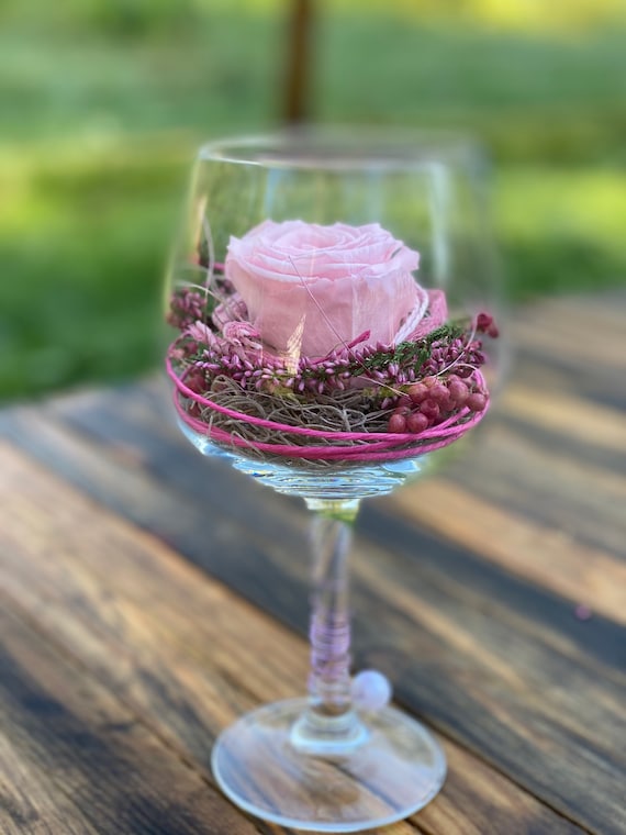 Belrosa in a Wine Glass, Preserved Roses, Infinity Wedding Table  Decoration, Summer, Mother's Day - Etsy