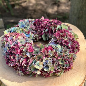 Hydrangea wreath, autumn door wreath, French hydrangeas