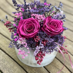 Trockenblumen Tischdekoration „zarte Rose „ stabilisierte Rose haltbar Muttertag