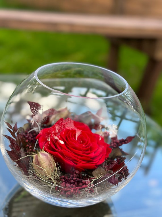 Rosa Rossa In Vetro Con Poesia D'amore – Regalo Per Moglie, Madre, Fidanzata – Confezione Regalo