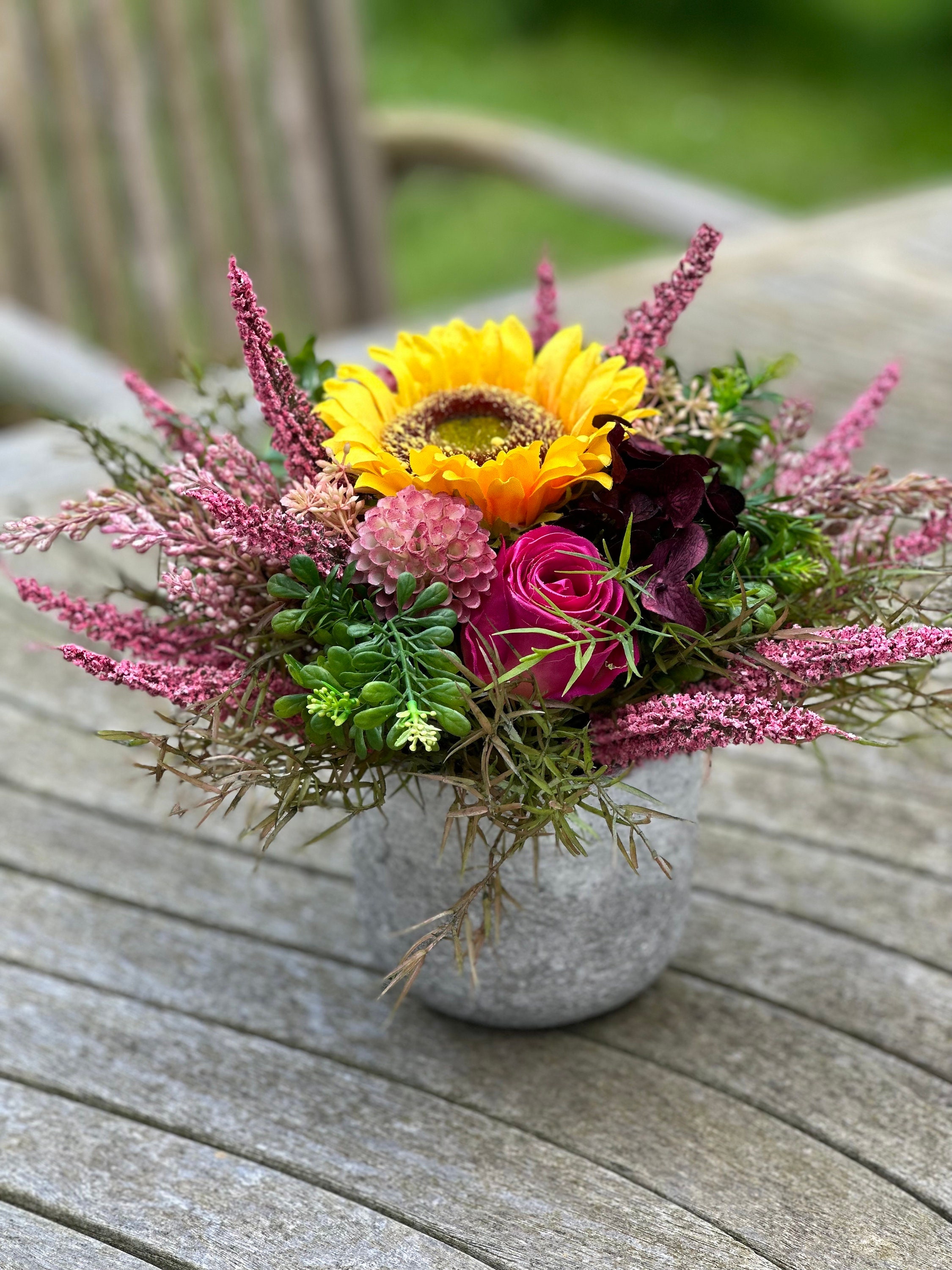 Sonnenblumen Gesteck Herbstgesteck Geschenk Erntedank Sommer