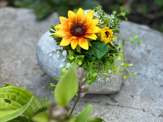 Grabschmuck Herz mit Sonnenblumen