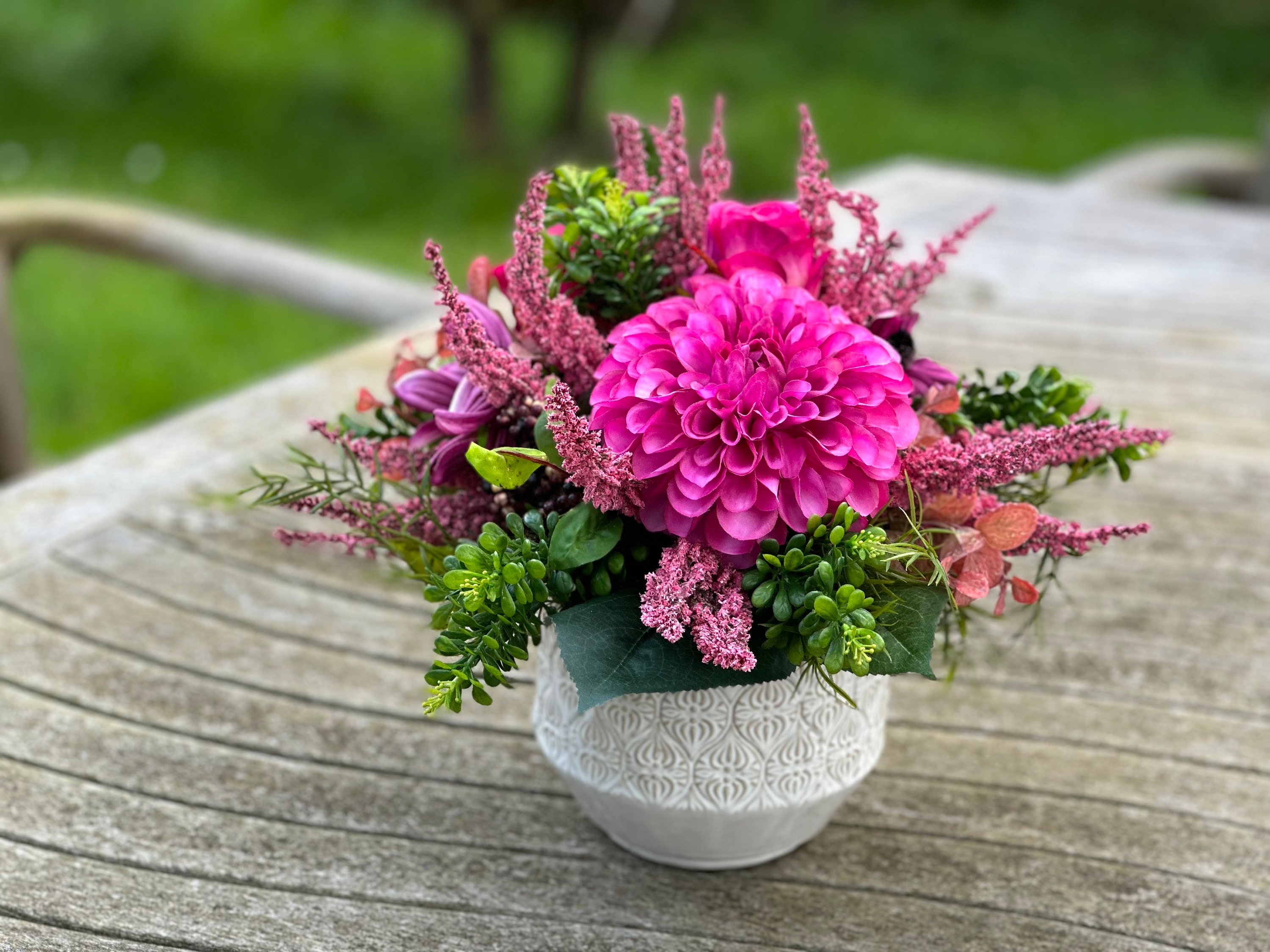 Herbststrauß Dahlien Hortensien Sommer Herbst Kunstblumen Blumenstrauß