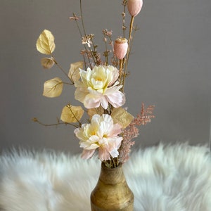 Flower vase &quot;Summer color&quot; wood natural silk flowers artificial flowers table decoration
