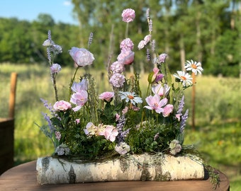 Summer flower meadow silk flowers arrangement table decoration