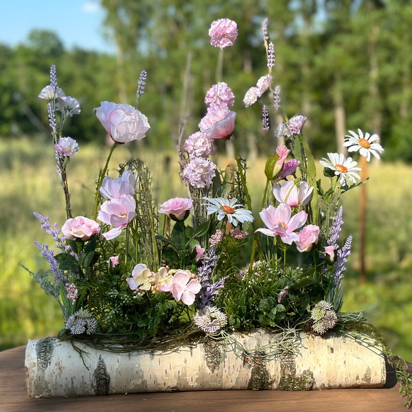 Sommer Blumenwiese Seidenblumen Gesteck  Tischdekoration