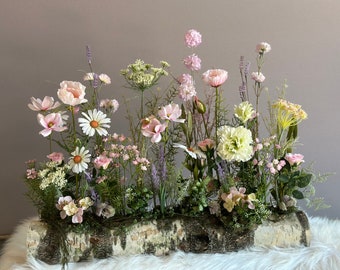 Bunte Blumenwiese Seidenblumen Tischdekoration