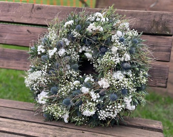 Kranz „Distel Zauber in weiß „ Türkranz tischkranz Frühling Disteln frisch