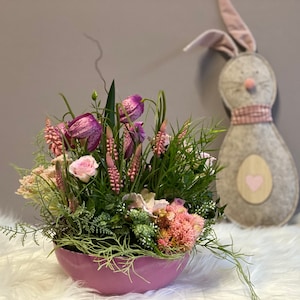 Spring arrangement Easter arrangement “pink bunny” silk flowers