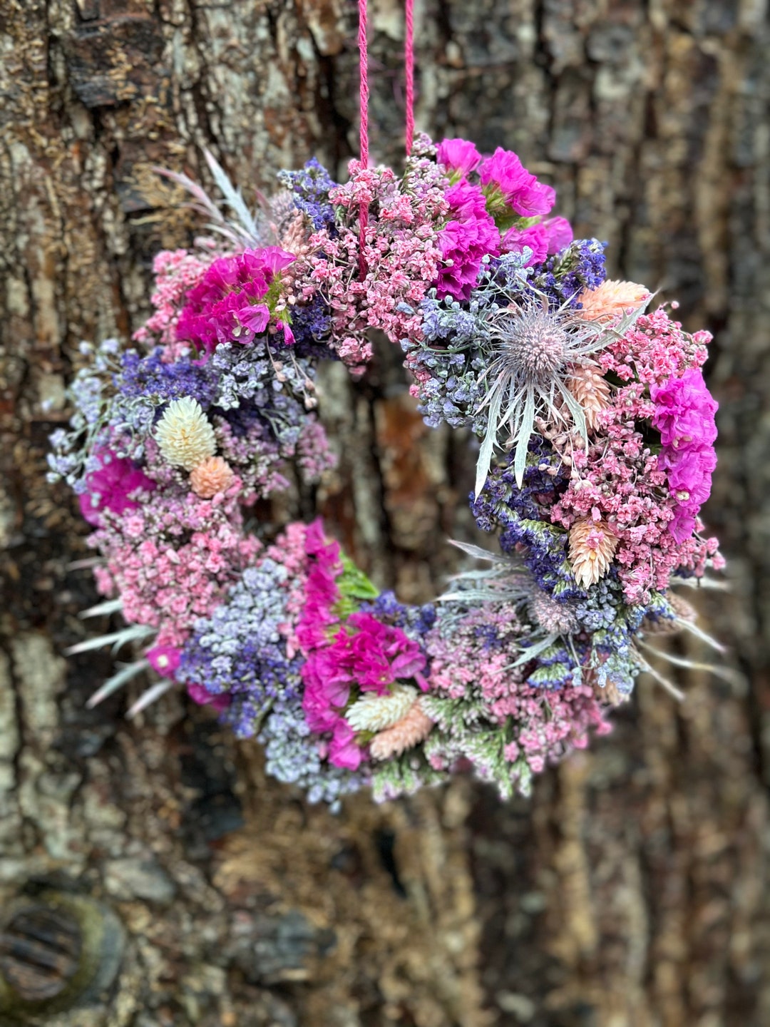 Bunter Türkranz Trockenblumen Pink love Etsy.de