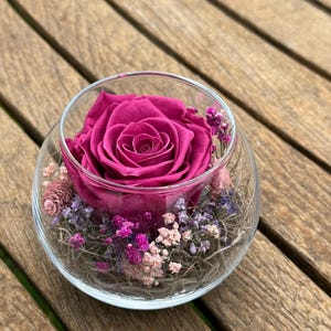 Rose glass &quot;delicate rose&quot; Infinity preserved dried flowers wedding table decoration Mother&#39;s Day