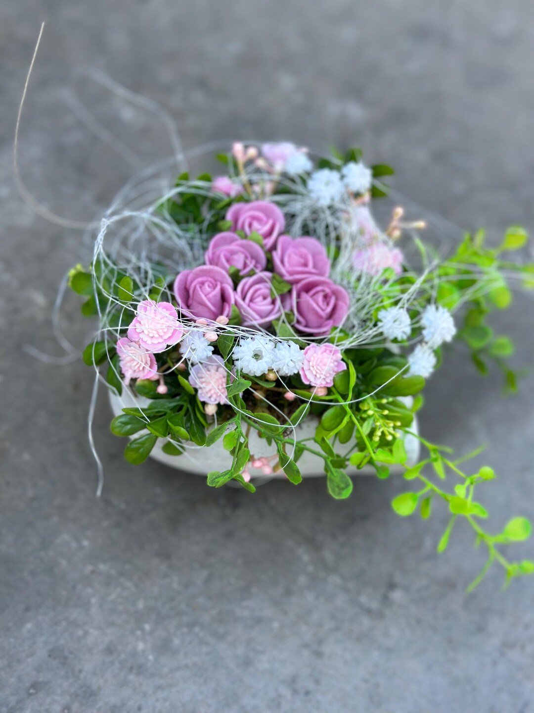 Kleiner Sommer Grabschmuck ,Herz mit Röschen - Etsy.de