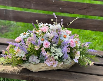 Süßes Wiesenblumen Gesteck Tischdekoration Seidenblumen Geschenk