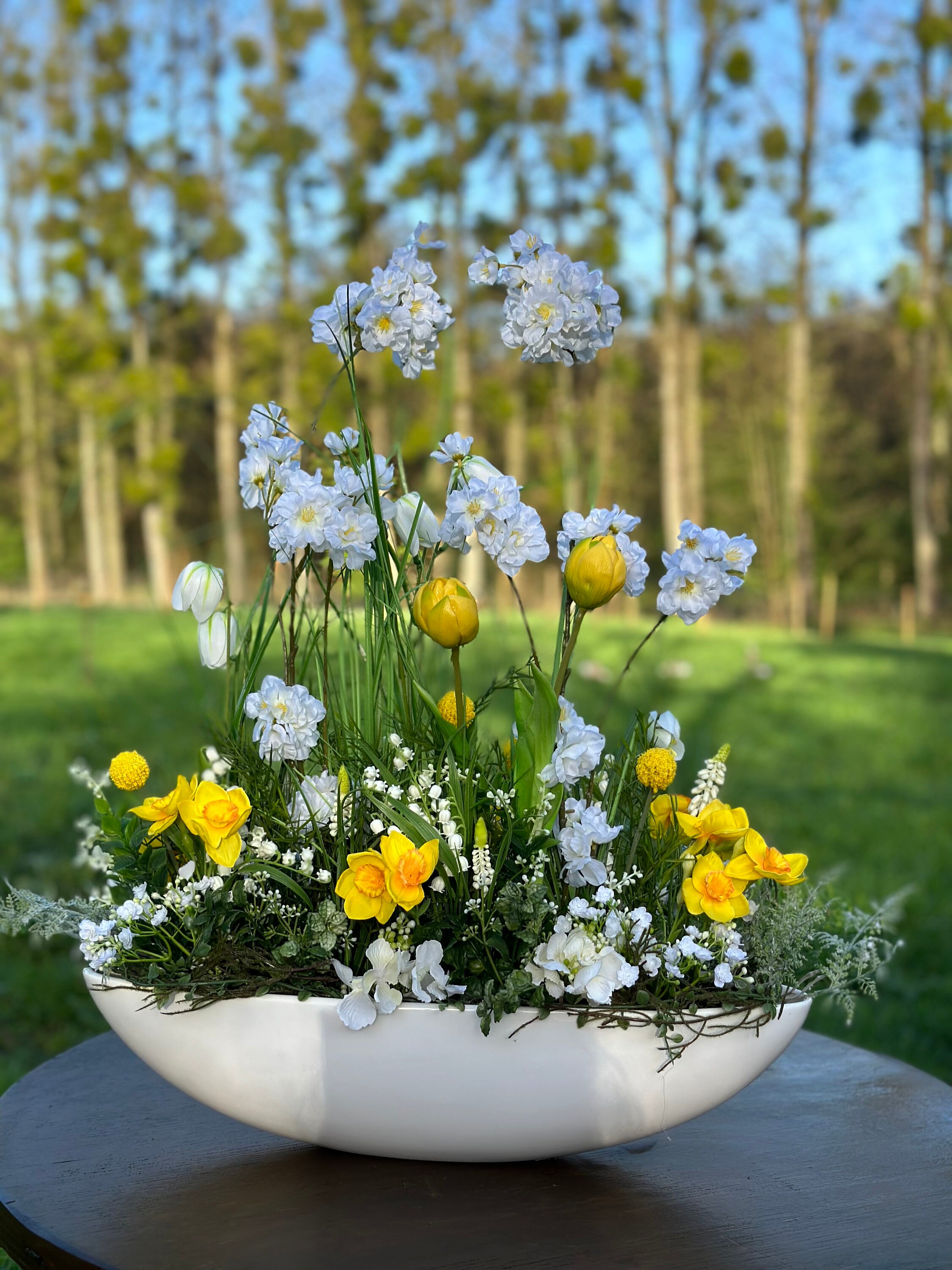 Tischdeko Ostern Kunstblumen Kunstblumen Frühling Im Topf – Primeln Künstlich, Moosbepflanzter Frühlingsstrauß Für Ostertisch, Langlebige Deko Ohne Gießen (Tulpen-Optik)