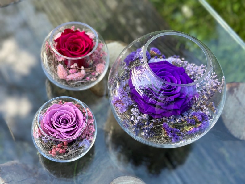 Rosenglässchen zarte Rose Infinity konserviert Trockenblumen Hochzeit Tischdekoration Muttertag Bild 8