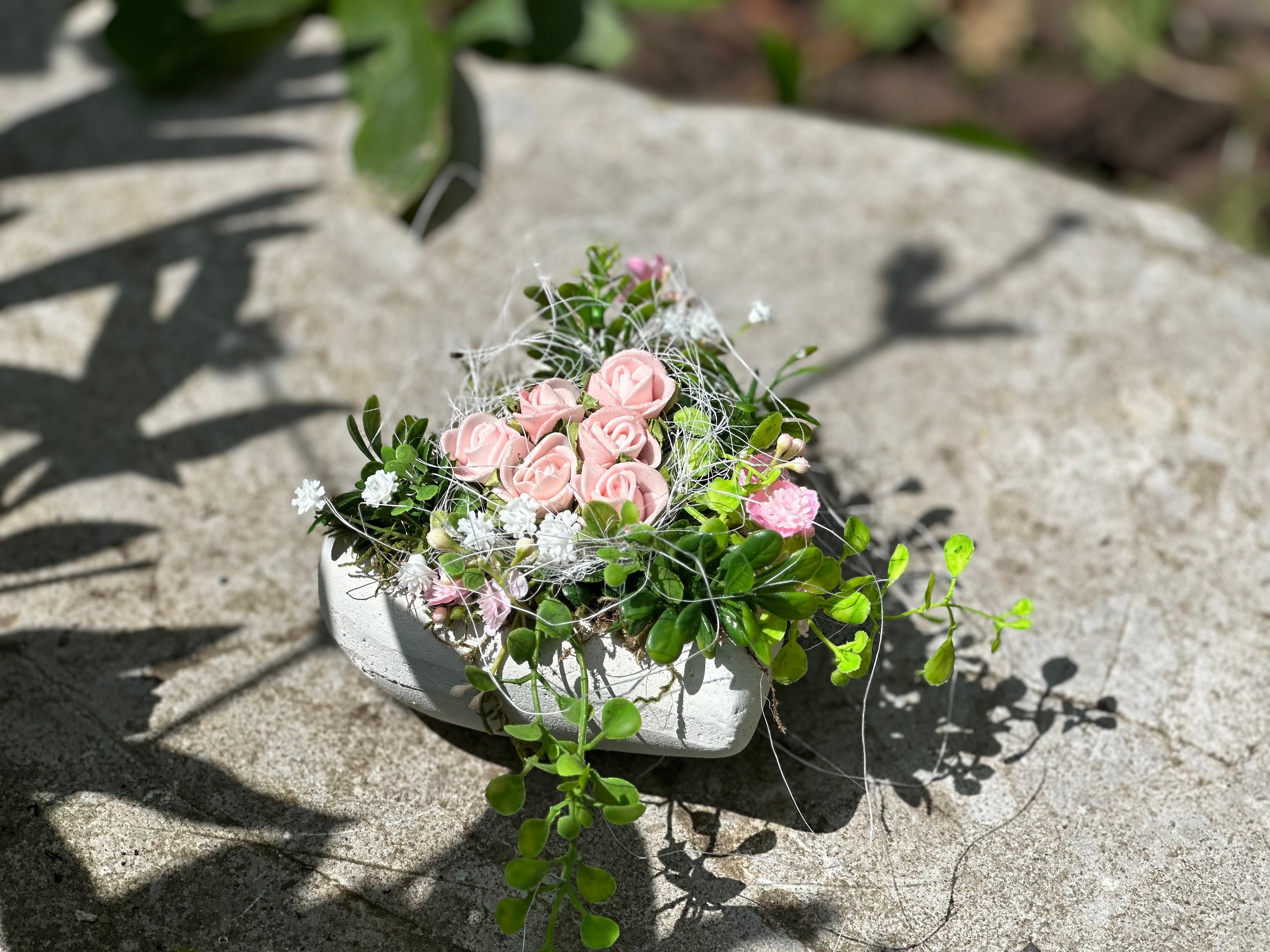 Kleiner Sommer Grabschmuck ,Herz mit Röschen - Etsy.de