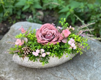 Decorazione tombale "Amore infinito" composizione di fiori artificiali per tomba
