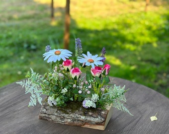 Süßes Wiesenblumen Gesteck Seidenblumen Tischdekoration