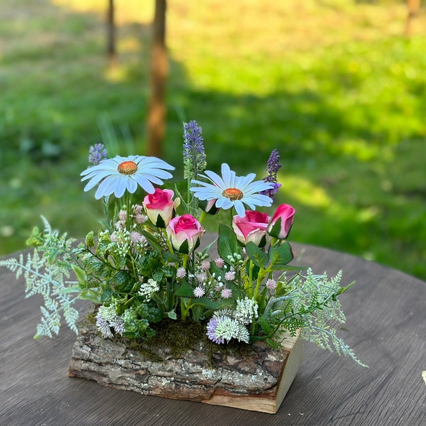 Süßes Wiesenblumen Gesteck Seidenblumen Tischdekoration