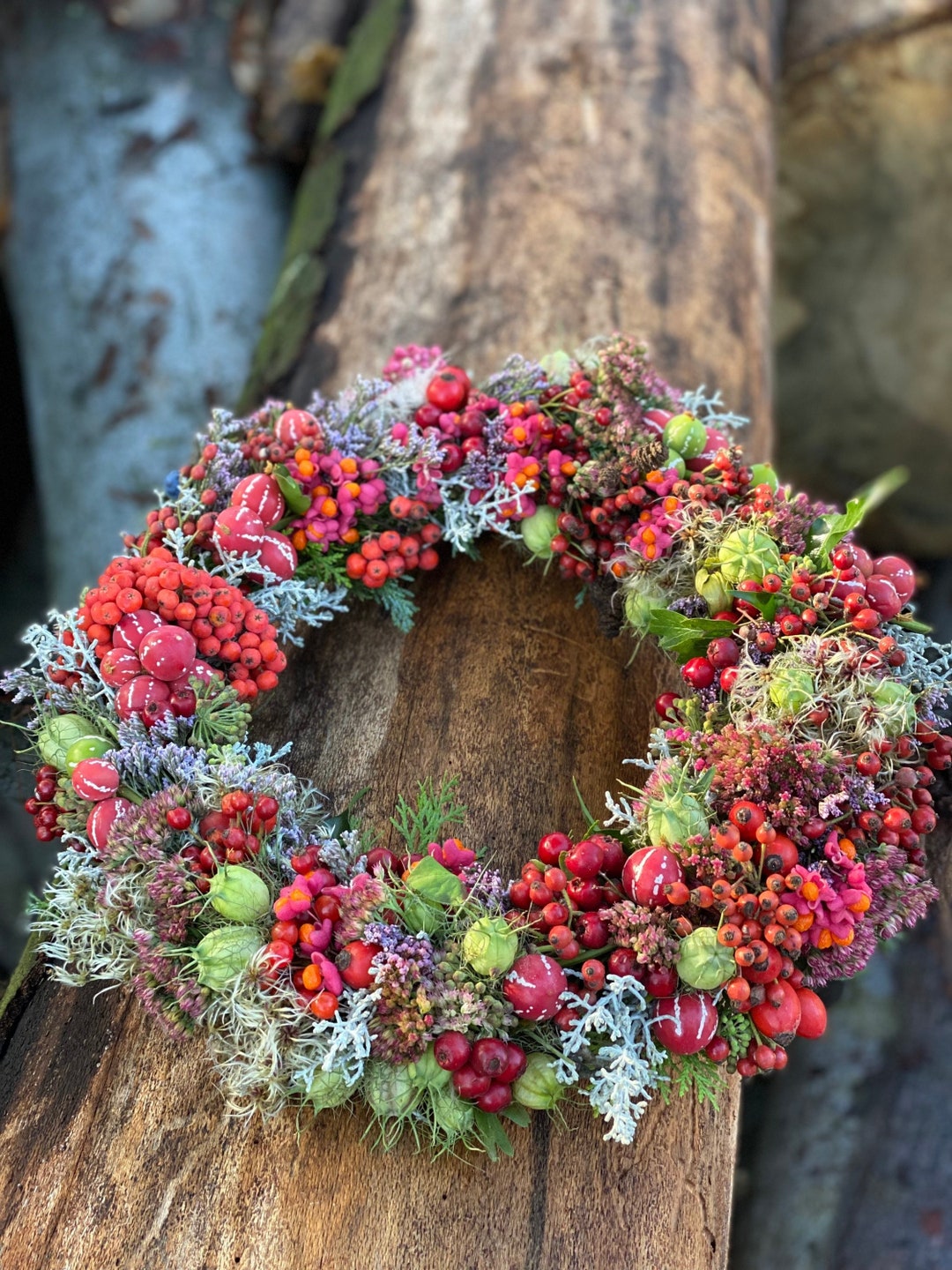 Türkranz Herbstkranz Mit Beeren - 45cm Stechpalmen Deko Für Haustür